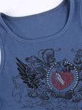 Heart Rhinestone Rib Crop Tank Top-Outfit