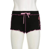 Low Rise Bottoms Korean Sexy Women Panties Aesthetic Kawaii Contrast Stitching Mini Shorts Bow Print Short Coquette-Outfit