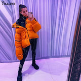 Yiallen Winter New Warm Cotton-padded Jacket Women Slim Solid Turtleneck Zipper Velcro Pockets Thicken Coat Female