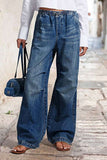 Spring New Clothes Mid-Legged Broad-Legged Lassy Jeans Women Street Retro Straight Pants