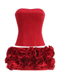Corset Top And 3d Flower Micro Skirt Set-Outfit