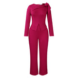 Fashion Women's Winter New Fashion Temperament Solid Color Long Sleeve T-Shirt Trousers African