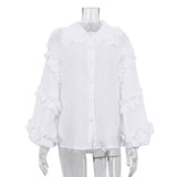Toloer Women's Wear Early Spring 2024 New Palace Lantern Sleeve Women's Shirt Casual Doll Collar Cotton White Shirt-Outfit