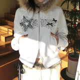 And Winter New Hair Splicing Hoodie Women's Dark And Dark Style Personality Street Star Hot Diamond Zipper Coat