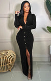 Winter Elegant Button Full Open Long Sleeve Long