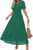 Women's V-Neck A-Shaped Hollow Lace Cake