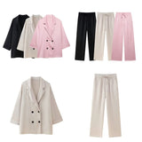 2025 New Women's Wrinkle Effect Blazer + Trousers Fashion