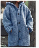Pure Color Loose Autumn And Winter Warm Sweater Jacket Long-Sleeved Knitted Long Hoodie Number Women's