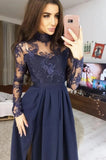 Winter Sequins Applique Long Sleeve Split Eveing