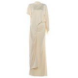 2025 New Women's Temperament Fashion Round Collar Loose Top Folded Dress
