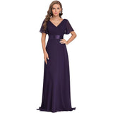 Sales Of Large Swing V-Neck Dress Chiffon Elastic Banquet Festival Annual Bridesmaid Performance Evening Dress
