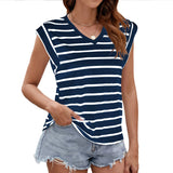 2024 New Women's V-Neck Solid Color Rotator Sleeve Casual Vest T-Shirt-Outfit