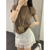 Toloer Short-Sleeved Striped T-Shirt Female 2024 Summer Hot Girl Slim Slim Bottom Shirt Versatile Student Short