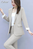 Women Single Botton Work Blazer Suits Slim Loose Casual Pants Blazers Jackets With Trouser Two Pieces