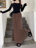 Spring Lanky Half Dress Girl French Retro Folded A Word Fishtail High Waist Design Sense Thin