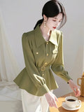 Toloer Professional Commuting Temperament Light Ripe Olive Green Waist Shirt Female 2025 New High-End Feel