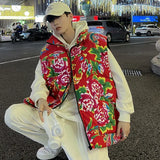 Chinese Wind Northeast Big Flower Cotton Vest Large Size Loose Autumn And Winter Coat Vest Vest Costume Sleeveless Coat-Outfit