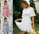 Spring / Summer New Front Piece Lace Dress INS Hem Cuff Lace Fringed Dress-Outfit
