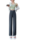 Narrow Version Of Broad-Legged Trousers Women's Summer Thin High-Waisted Vertical Sleeves Small Sunscreen Ice Silk