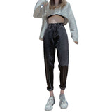 Toloer Jeans Women's Loose Straight Autumn Dress 2024 New High Waist Show Skinny Pants Black And Gray Daddy Turnip Pants-Outfit
