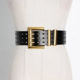 Hollow Out Solid Cowskin Belt For Women PU Leather Casual Korean Belts Female Fashion Accessories 2022 Autumn