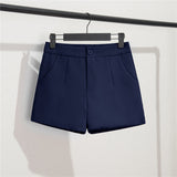 Toloer White Suit Shorts Female Black Summer Thin 2024 New Loose High-Waist A-Line Casual Wide-Leg Hot Pants-Outfit