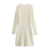 New Fashionable Knit Dress With Round Collar And Long Sleeves In Autumn-Outfit
