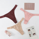 Sexy Ice Silk Scarless Thong Trousers Women Low-Rise Naked Motion Yoga Invisible Lady