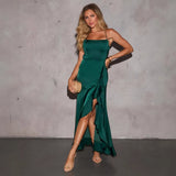 Summer New Style Sexy Temperament Hanging Lotus Leaf Side Open Dress Dress Dress Dress
