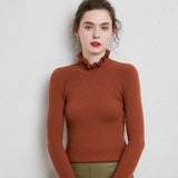 Toloer And Winter 2023 New Women's Knitwear Korean Version Of The Flower Collar Draw Bottom Shirt With Sweater Coat Jacket-Outfit