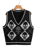Toloer Sweater Vest Vest Coat Autumn And Winter Women's Wear With Knitted Halloween V-Neck-Outfit