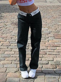 straight leg trousers with a foldable