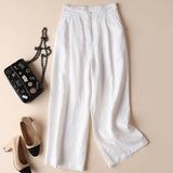 New Wide-Legged Trousers Women's Summer Nine-Point Trousers Straight Slacks Loose Large Cotton Trousers Women's Casual