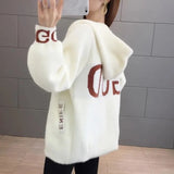 Mink Fleece Hooded Jacket Women Spring Autumn Korean Single Breasted Sweater Cardigan Female Casual Short Knitted