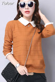 Oversized Sweater Pull Femme 2023 Autumn Winter Solid Knitted Pullover Long Sleeve Doll Collar Knitwear Jumper