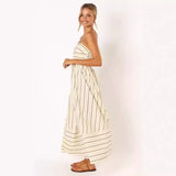 Toloer Spring And Summer Striped Suspenders Open Back Big Clear Fresh Air