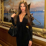 Pleated Tassel Long Sleeve Maxi Dress-Outfit