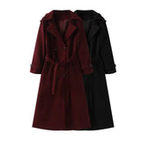 Autumn New Women's Retro Leisure Double Buckle With Belt Long Hair