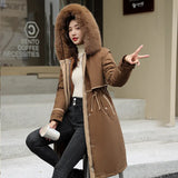 Detachable Cotton-Padded Clothes To Overcome The Female Winter 2024 New Live Live Face Long Over The Knee Thick Cotton Clothes-Outfit