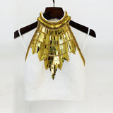 Star Fashion New Heavy Industry Nails Studded Metal Chip Hanging Neck Vest