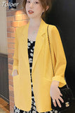 Women Solid Thin All-match Casual Preppy Style Long Sleeve Temperament Fashion Simple Solid Work Chic Vintage Blazers