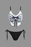 Butterfly Pattern Lace Up Bikini