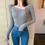 2022 Korean Fashion Women's Sweater Long Sleeve Knitted Cardigan Solid Color Top Women Autumn All-match Slim