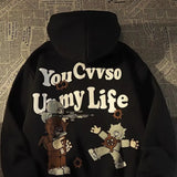 street vibe style men large size retro sweater hip-hop sweater couple spring and autumn American top goth hoodie bape-Outfit