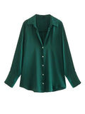 Women's Clothing In Autumn 2025 20 Color Buff Silk Densate V Collar Long-Sleeved Striped Vertical