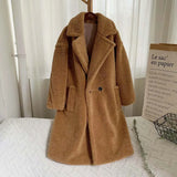 Pink Teddy Bear Long Coats Women 2022 Winter Thick Warm Oversized Chunky Outerwear Faux Lambswool Fur Coats Solid High