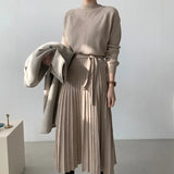 2021 Spring Vintage Sweater Dresses Women Long Sleeve Knit Harajuku Korean Elegant Lady