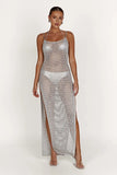 Women's Wear 2023 Sexy Back Hollow See-Through Sling Slit Dress-Outfit