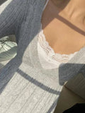 Solid V Neck Crochet A Line Hem Sweater-Outfit