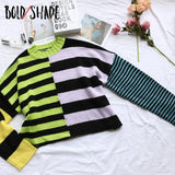 Bold Shade 90s Fashion Grunge Stripe Sweaters E-girl Harajuku Knitting Women Long SLeeve Jumpers Fall Winter Streetwear